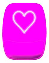 Mouse Pad Ergonomico Coração Neon Rosa