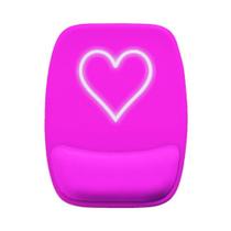Mouse Pad Ergonomico Coração Neon Rosa