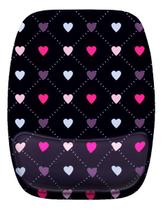 Mouse Pad Ergonomico Coração Preto Rosa Branco