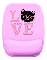 Mouse Pad Ergonomico Gato Preto Love Coração Black