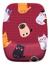 Mouse Pad Ergonomico Gatos Fofinhos Xadrez Cat
