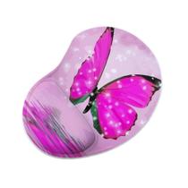 Mouse Pad Ergonomico Gota Borboleta Brilhante Rosa