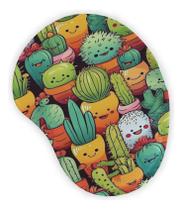 Mouse Pad Ergonômico Gota Cactos Fofinhos No Vaso Mouse Pad Ergonômico Gota Cactos Fofinhos No Vaso