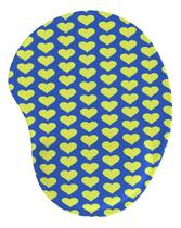 Mouse Pad Ergonômico Gota Coração Amarelo Fundo Azul