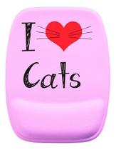 Mouse Pad Ergonomico I Love Cats Coração Gato