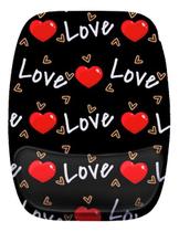 Mouse Pad Ergonomico Love Coração Fundo Preto