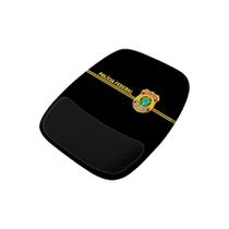 Mouse Pad Ergonomico Policia Federal Fundo Preto