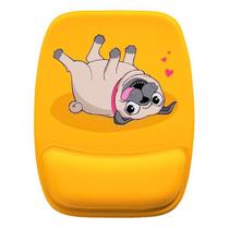 Mouse Pad Ergonomico Pug Deitado Fundo Laranja