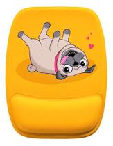 Mouse Pad Ergonomico Pug Deitado Fundo Laranja