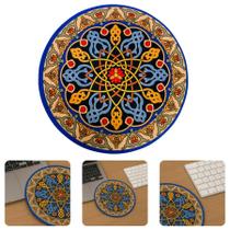 Mouse Pad Estampado Arabesco Mandala Oriental Apoio De Mouse Descanso Redondo 21cm Deskpad