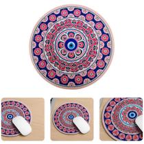 Mouse Pad Estampado Arabesco Mandala Oriental Apoio De Mouse Descanso Redondo 21cm Deskpad