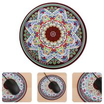 Mouse Pad Estampado Arabesco Mandala Oriental Apoio De Mouse Descanso Redondo 21cm Deskpad