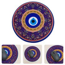 Mouse Pad Estampado Arabesco Mandala Oriental Apoio De Mouse Descanso Redondo 21cm Deskpad