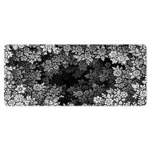 Mouse pad estendido de 800 x 300 mm com design floral em preto e branco
