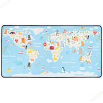 Mouse Pad Extra Grande Infantil Mapa Mundi Animais do Mundo 70 x 35 cm - Exbom