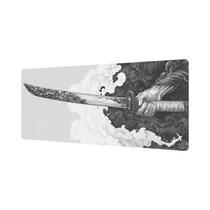 Mouse Pad Gamer 3D Espada De Vento Preto E Branco Com Base De Borracha Antiderrapante E Bordas