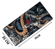 Mouse Pad Gamer Dragão Azul Speed Extra Grande Antiderrapante Desk Pad Profissional com Borda Costurada 70x35 Premium Ideal para Jogos, Trabalho e Esc
