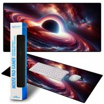 Mouse pad gamer extra grande antiaderente buraco negro 70x35