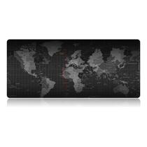 Mouse Pad Gamer Extra Grande Mapa Mundi Preto BORDA COSTURADA