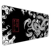 Mouse Pad Grande 80x30 Preto Dragão Chinês Japonês Antiderrapante