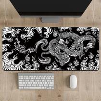 Mouse Pad Grande 80x30cm Desk Pad Dragão Chinês Japonês Cor Preto Desenho Impresso Dragão Negro