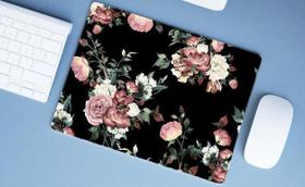 Mouse Pad Grande, Floral com fundo - Deluzz