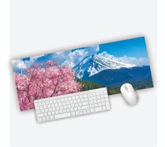 Mouse Pad Grande Gamer Montanha Fuji Flores