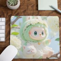 Mouse Pad Labubu Fofo Tecido Emborrachado Pequeno 19x23 cm