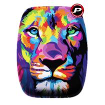 Mouse Pad Leão Colorido Psicodélico Psy Lion King Ergonômico com Apoio de Pulso