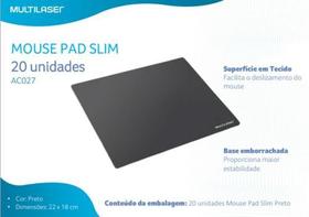 Mouse Pad Multilaser Stander Slim Ac027 22x18cm Preto 20 Pçs Mouse Pad Multilaser Stander Slim Ac027 22x18cm Preto 20 Pçs