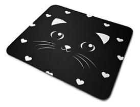 Mouse Pad Personalizado Gatinho Preto Com Corações Mouse Pad Personalizado Gatinho Preto Com Corações