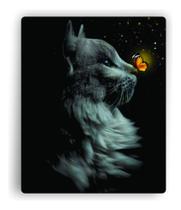 Mouse Pad Plano Gato Com Borboletas Coloridas