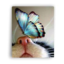 Mouse Pad Plano Gato com Borboletas Coloridas