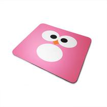 Mouse Pad Quadrado Antiderrapante Coruja Rosa Olhos Grande