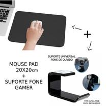 Mouse Pad Quadrado Pequeno 20x20cm + Suporte Fone Ouvido Acrílico Com Fácil Instalação