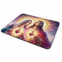 Mouse Pad Religioso Católico Jesus Cristo e Maria 22x18cm