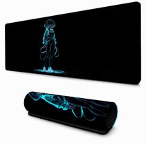 Mouse Pad Retangular Arte Anime Feminina Neon Azul para Mesa Gamer Escritório Mouse Pad Retangular Arte Anime Feminina Neon Azul para Mesa Gamer Escritório
