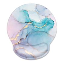 Mouse Pad WAVEYU ergonômico com suporte de pulso 25x23cm em mármore azul