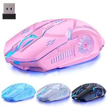 Mouse para jogos sem fio 3200 DPI, LED de 7 cores, clique silencioso