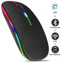 Mouse Preto sem fio RGB para jogos Gamer Bluetooth LED PC laptop