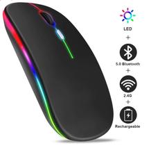 Mouse Preto sem fio RGB para jogos Gamer Bluetooth LED PC laptop Mouse Preto sem fio RGB para jogos Gamer Bluetooth LED PC laptop