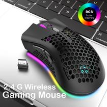 Mouse recarregável de 2.4GHz com efeito de luz RGB 3 Ratos de rato de favo de mel ajustáveis para PC - SANLIN BEANS