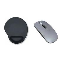 Mouse Recarregável + Mouse Pad Para Notebook - Cinza