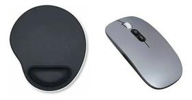 Mouse Recarregável + Mouse Pad Para Notebook Dell - Cinza