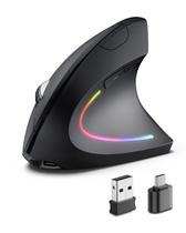 Mouse Recarregável Sem Fio POJTK Ergonômico 4800 DPI Preto