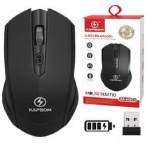 Mouse Recarregável Sem fio Preto Duplo Funciona Bluetooth ou Sensor Wireless 2.4Ghz
