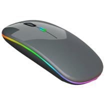 Mouse Recarregável Wireless Led Rgb PC Note Mac Win Cinza