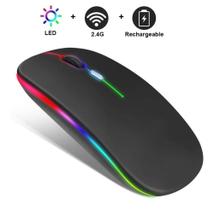 Mouse Recarregável Wireless Silencioso RGB E-1200 Preto