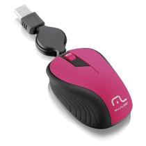Mouse Retrátil Emborrachado Rosa Usb 1200DPI - MO233 Mouse Retrátil Emborrachado Rosa Usb 1200DPI - MO233