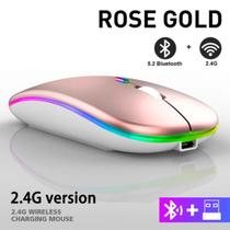 Mouse Rosa sem fio RGB para jogos Gamer Bluetooth LED